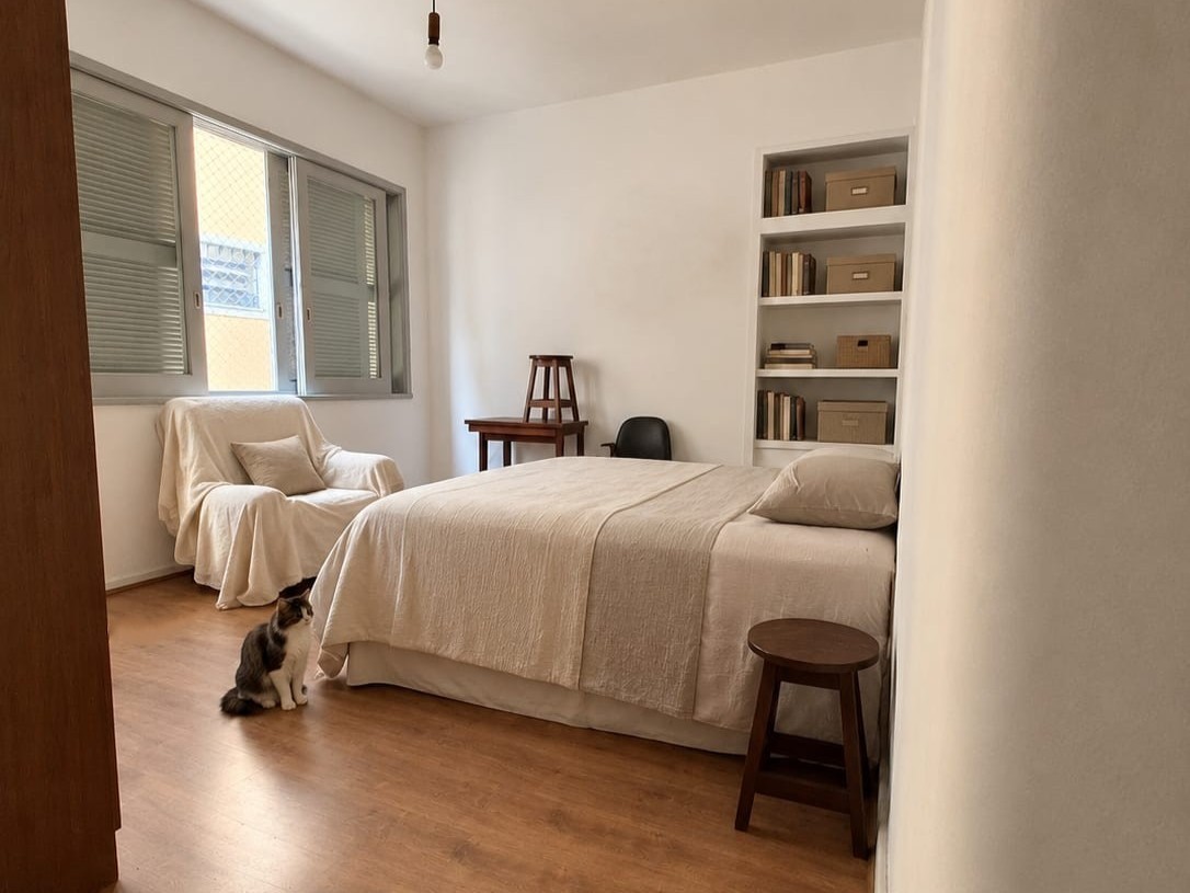 Foto quarto decorado com IA